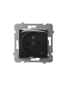 Aria Gniazdo bryzgoszczelne z/u IP44 czarny metali