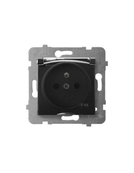 Aria Gniazdo bryzgoszczelne z/u IP44 czarny metali