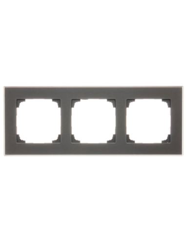 Simon55 Ramka potrójna szkło mrożone czarny mat