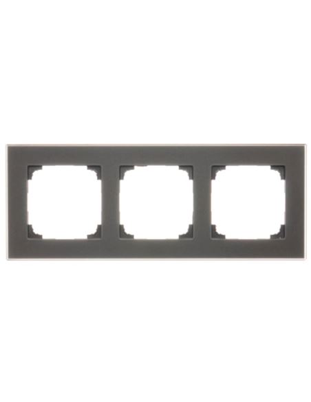 Simon55 Ramka potrójna szkło mrożone czarny mat