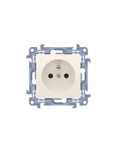 Simon10 Gniazdo pojedyńcze z/u 16A kremowe IP20