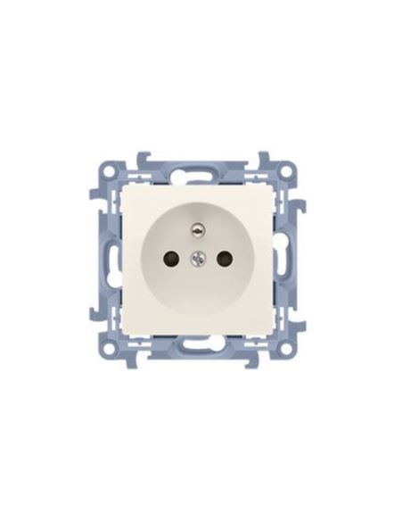 Simon10 Gniazdo pojedyńcze z/u 16A kremowe IP20