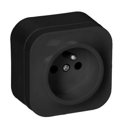 Gniazdo pojedyńcze N/T 2P+Z IP20 czarny ToDo