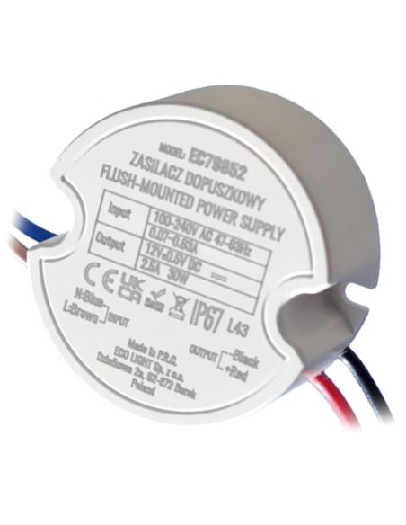 Zasilacz LED 12V 30W 2,5A 12V IP67 dopuszkowy