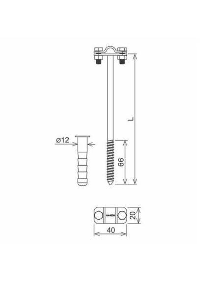 Uchwyt z kołk.rozp.śruba M12 L30cm B-25mm