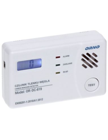 Czujnik tlenku węgla (czadu) bateryjny ORNO z wyśw