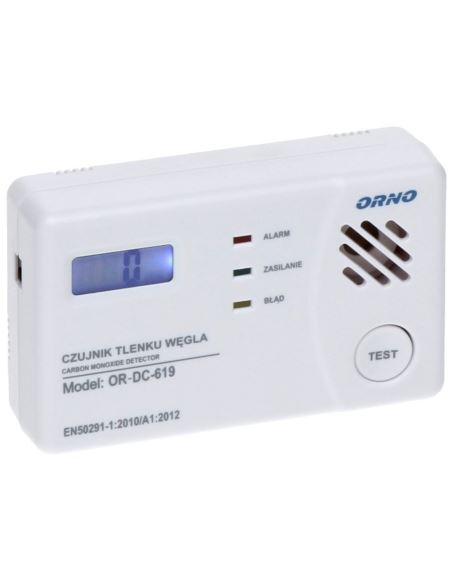 Czujnik tlenku węgla (czadu) bateryjny ORNO z wyśw