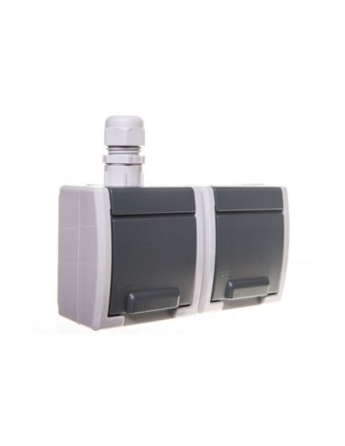 Gniazdo hermetyczne AQUANT podwój. N/T 2x2P+Z IP65
