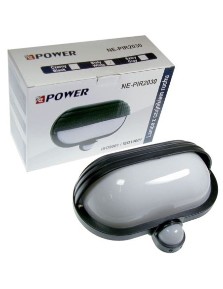Oprawa z czujnikiem PIR Czarna NE-PIR2030 60W Lamp