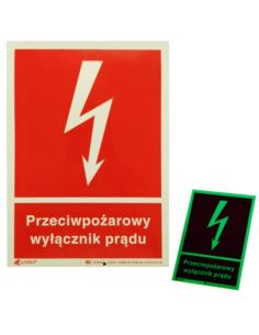 Naklejka fotoluminesc. Przeciwpoż. wyłącznik prądu