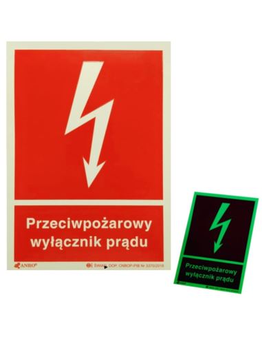 Naklejka fotoluminesc. Przeciwpoż. wyłącznik prądu