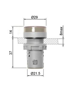 Kontrolka LED Volt+Amp.zielona 22mm 0.6-100A 500V 2