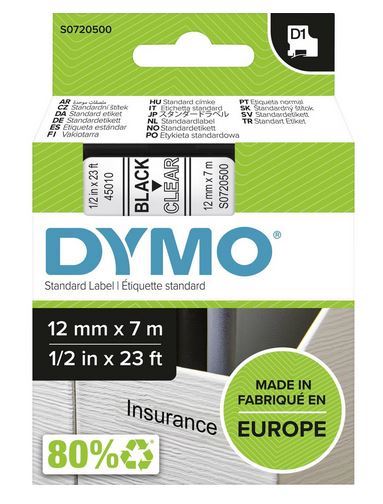 Taśma drukarki DYMO D1 - 12mm x 7m czarny / biały