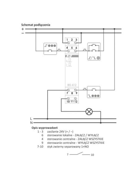 Przekaźnik bistabilny BIS-412M 230V grupowy pamięć