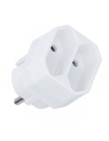 Rozgałęźnik wtyczkowy 2 gniazda b/u płaskie