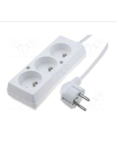 Przedłużacz PS-370/1,5m biały 3x2P+Z 10A
