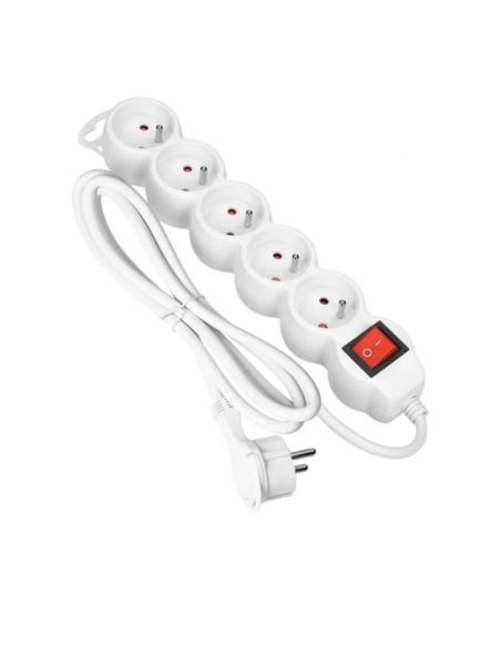 Przedłużacz 5 gniazd 5x2P+Z 1,5m 3x1,5 biały