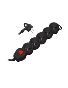 Przedłużacz 5 gniazd 5x2P+Z 3m 3x1,5 czarny