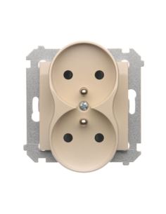 Simon54 Gniazdo podwójne z/u kremowe