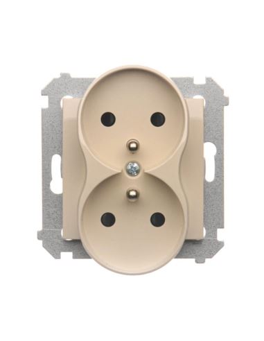 Simon54 Gniazdo podwójne z/u kremowe