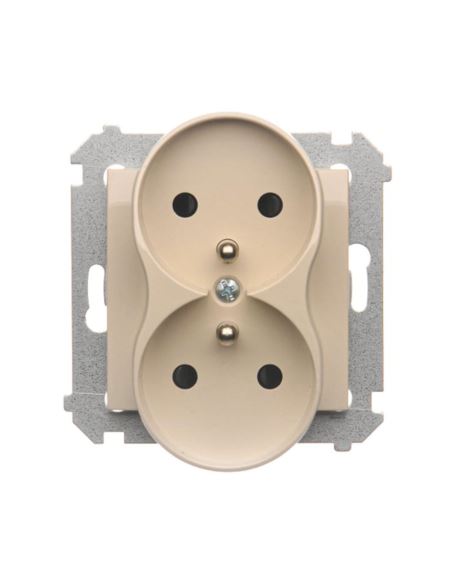 Simon54 Gniazdo podwójne z/u kremowe