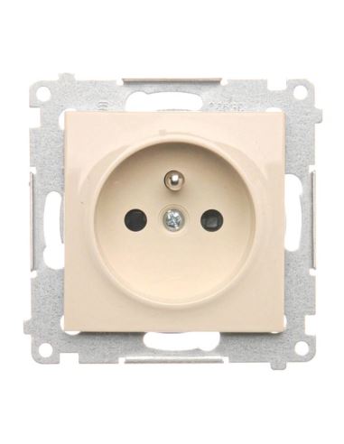 Simon54 Gniazdo pojedncze z/u  kremowe