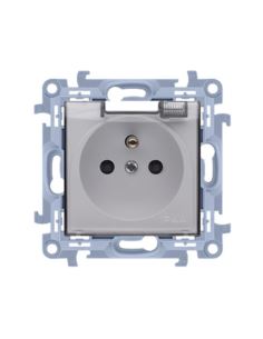 Simon10 Gniazdo poj. biały uszcz. kl.transp. IP44