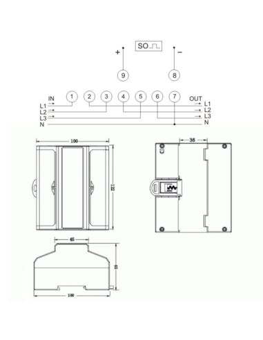 Licznik energii elektrycznej LE-03D 3F 100A