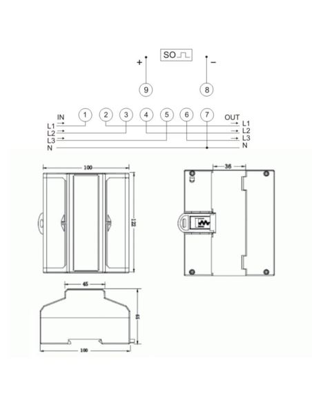 Licznik energii elektrycznej LE-03D 3F 100A