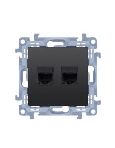 Simon10 Gniazdo komputerowe podwój.2xRJ45 czarny m