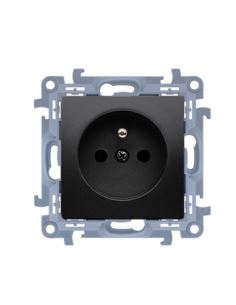 Simon10 Gniazdo pojedyńcze z/u 16A czarny mat IP44