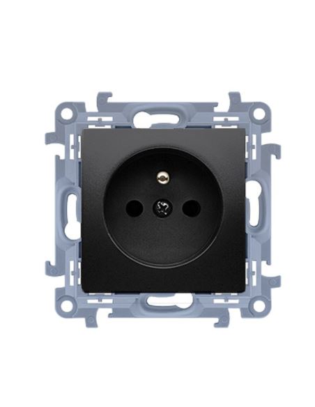 Simon10 Gniazdo pojedyńcze z/u 16A czarny mat IP44