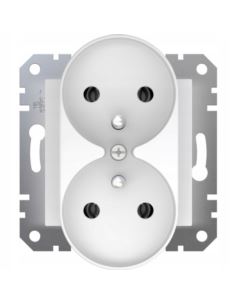 ASFORA Gniazdo sieciowe bez ramki  2X2P+Z BIAŁE