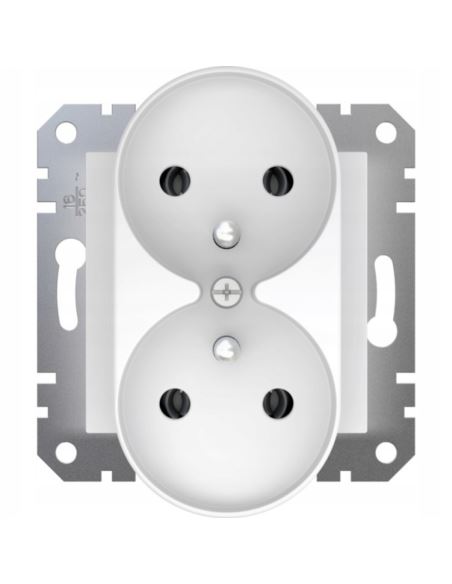 ASFORA Gniazdo sieciowe bez ramki  2X2P+Z BIAŁE