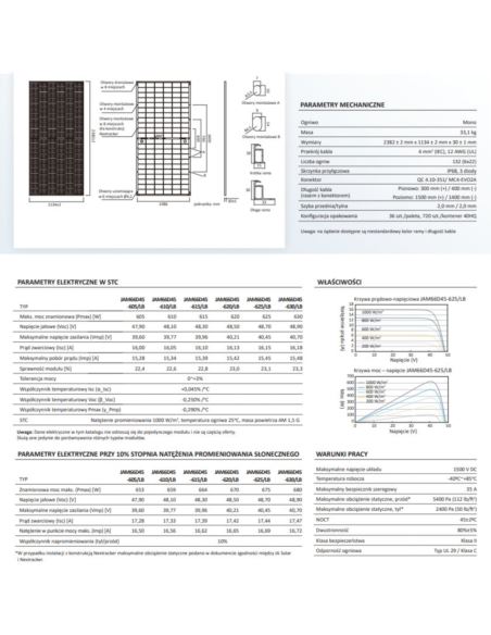 Moduł fotowoltaiczny 620Wp JAM66D45-620/LB_SF