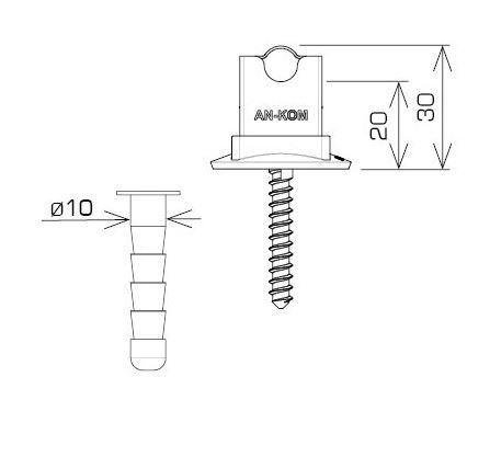 Uchwyt na drut ścienny Typ 3 AN-59EMC/OH/