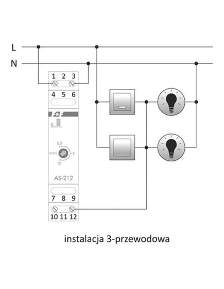 Automat schodowy AS-212 16A 230V AC 0,5-10min.