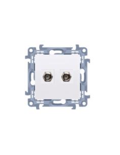 Simon10 Gniazdo antenowe podwójne typu F biały