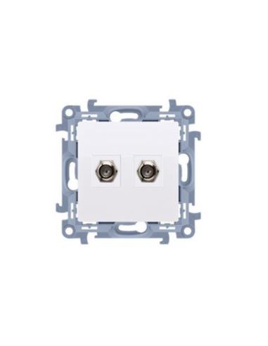 Simon10 Gniazdo antenowe podwójne typu F biały