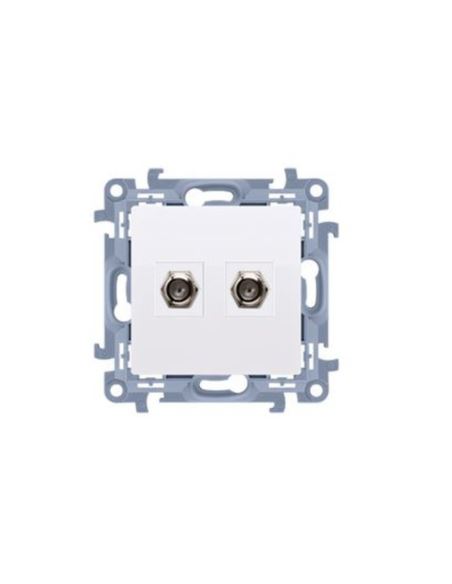 Simon10 Gniazdo antenowe podwójne typu F biały