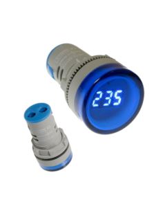 Kontrolka LED 220V niebieska 22mm z miernikiem nap