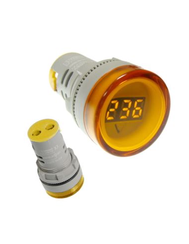 Kontrolka LED 220V żółta 22mm z miernikiem napięc