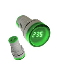 Kontrolka LED 220V zielona 22mm z miernikiem nap.