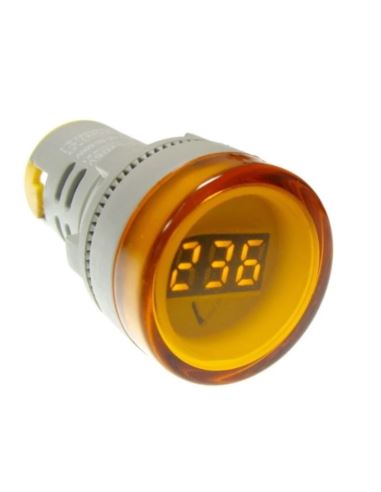 Kontrolka LED 220V żółta 22mm z miernikiem -00027