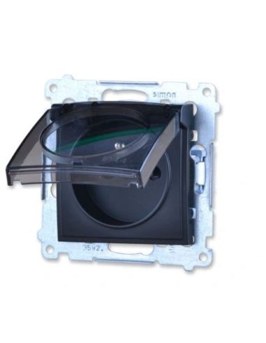 Simon54 Gniazdo pojedyncze z/u IP44 czarny mat