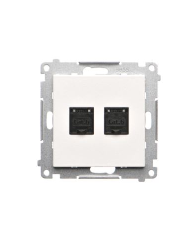 Simon55 gniazdo 2xRJ45 biały mat kat.6