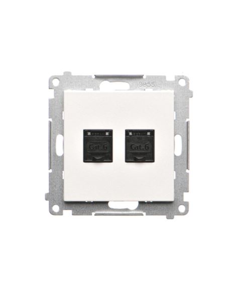 Simon55 gniazdo 2xRJ45 biały mat kat.6