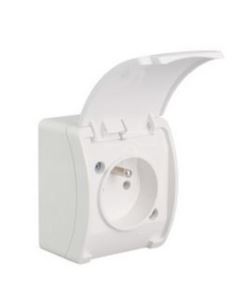 KOALA Gniazdo poj.2P+Z IP44 białe z klapką n/t