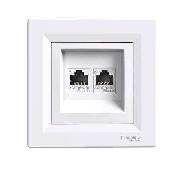 ASFORA Gniazdo komputerowe podw.2xRJ45 kat.5e biał