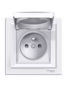 ASFORA Gniazdo sieciowe poj. 2P+Z BIAŁE IP44